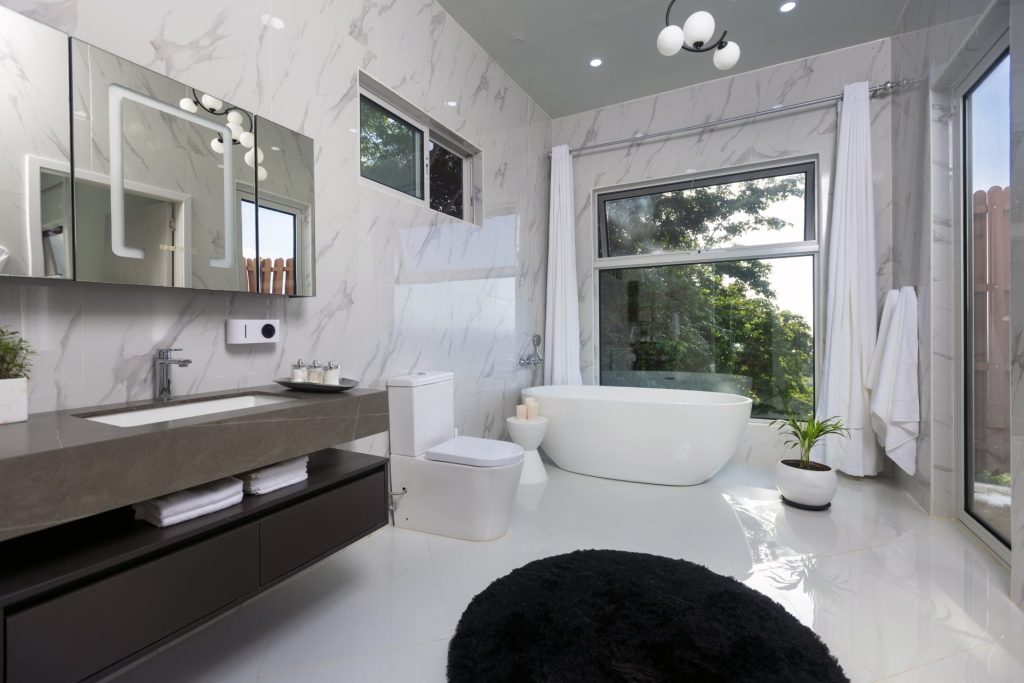 Luxury villa exterior with private swimming pool and modern terrace